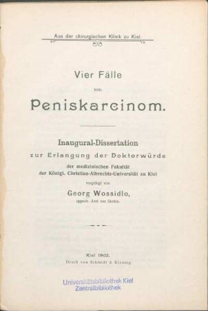 Vier Fälle von Peniskarcinom