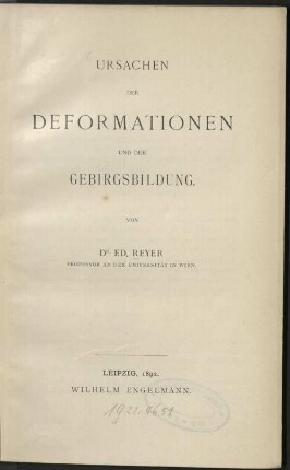 Ursachen der Deformationen und der Gebirgsbildung