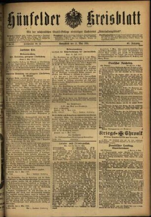 Ausgabe vom Samstag, den 11. Mai 1918.