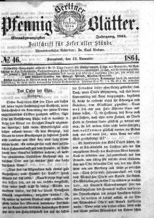 No. 46, Sonnabend, den 12. November 1864