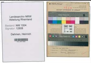 Entnazifizierung Heinrich Dahmen , geb. 02.02.1912 (Kaufm.Angestellter)