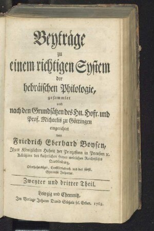 Theil 2/3: Beyträge zu einem richtigen System der hebraeischen Philologie