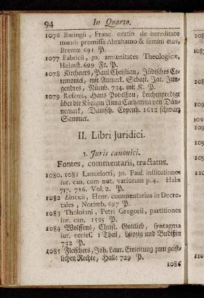 1. Juris canonici. - 4. Juris publici & Gentium scriptores.