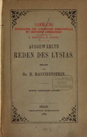 Ausgewählte Reden des Lysias