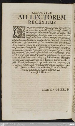 Alloquium Ad Lectorem Recentius