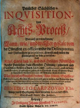 Peinlicher sächsischer Inquisition- und Achts-Proceß