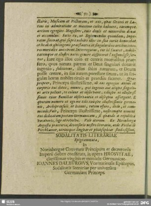 Sodalitatis Literariae Epigrammata