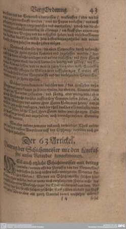 Der 63. Artickel. Betrug der Schichtmeister mit den Kuckuffen aufm Retardat zuvorkommen.