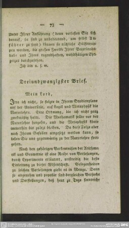 Dreiundzwanzigster Brief