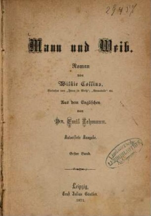 Mann und Weib : Roman, 1. Band