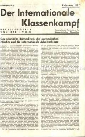 Der Internationale Klassenkampf. 2. Jahrgang, 1937