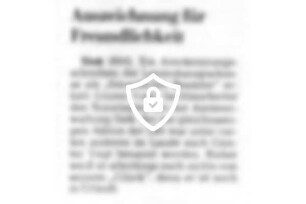 Auszeichnung für Freundlichkeit