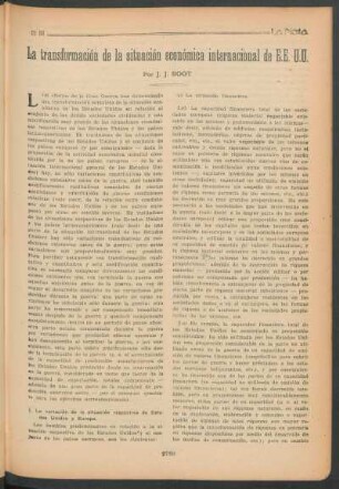 La transformación de la situación económica international de E.E.U.U.