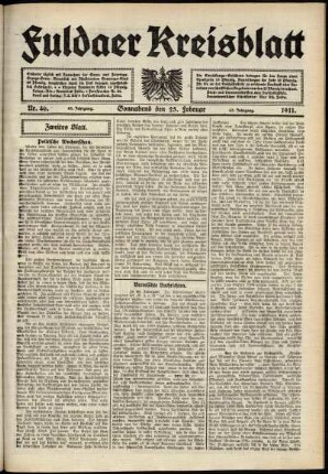 Zweite Ausgabe vom Samstag, den 25. Februar 1911.