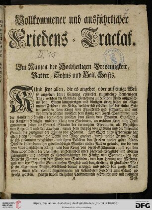 Vollkommener und ausführlicher Friedens-Tractat : [Aachen den 24. Octobris 1748]