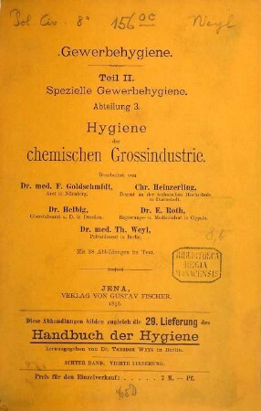 Handbuch der Hygiene : in 10 Bd., 8,[2]. Bd. 8, Gewerbehygiene ; [2] ...