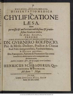 Dissertatio Medica De Chylificatione Laesa