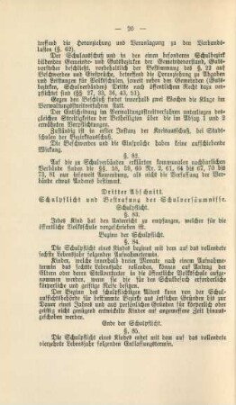 Dritter Abschnitt. Schulpflicht und Bestrafung der Schulversäumnisse