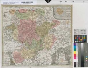 Herzogtum Westfalen: Ducatus Westphalia novâ mappâ Geographicâ curatissime repraesentata et secundum Dynastias et Prafecturas diligentissime distincta. opera et sumtibus Matthaei Seutteri, Sac. Caes. Maj. Geogr. Augustae Vindel. / Cum Gratia et Priv. S.R.I. Vicariatus, in partibus Rheni, Sveviae, et Juris Franconici