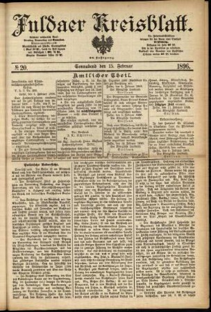 Erste Ausgabe vom Samstag, den 15. Februar 1896.