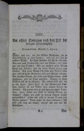 XXXV. Am achten Sonntage nach dem Fest der heiligen Dreyeinigkeit.