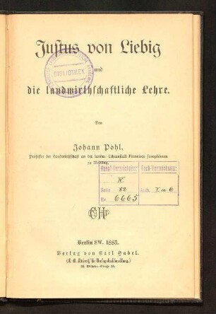 Justus von Liebig und die landwirthschaftliche Lehre