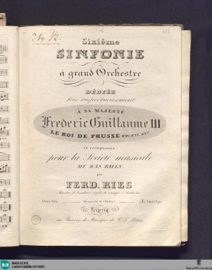 Sixième sinfonie à grand orchestre : oeuv. 146