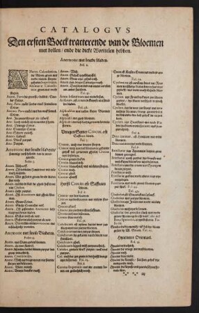 Catalogus Den ersten Boeck [...]