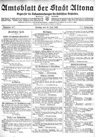 Nummer 33 : Freitag, den 15. Juli 1921