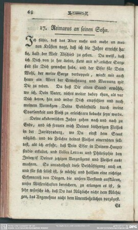 17. Reimarus an seinen Sohn