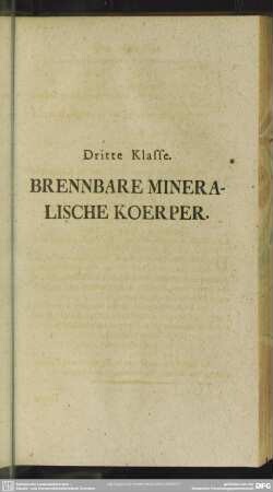 Dritte Klasse. Brennbare Mineralische Koerper