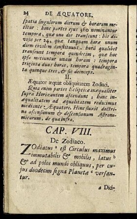 Cap. VIII. De Zodiaco.
