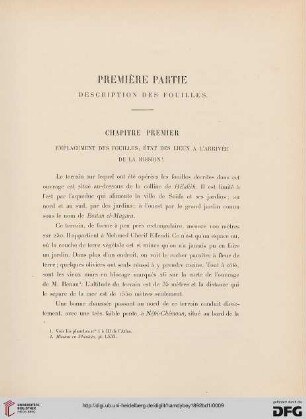 Première Partie: Description des fouilles