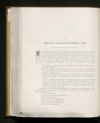 XV. Allgemeine Arbeitsnachweis-Anstalt in Köln.