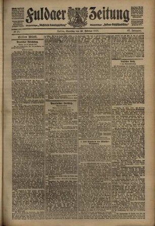 Erste Ausgabe vom Samstag, den 26. Februar 1910.