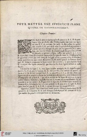 [Povr mettre vne svperficie plane - Povr faire paroistre les precedentes lettres [...]]