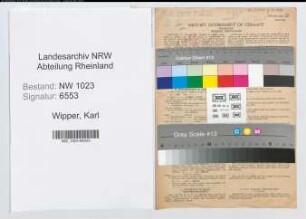 Entnazifizierung Karl Wipper , geb. 06.02.1904 (Zollobersekretaer)
