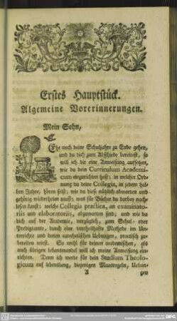 Erstes Hauptstück. Algemeine Vorerinnerungen