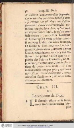 CHAP. III. DE La volonté de Dieu.