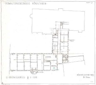 Fischer, Theodor; Nördlingen; Verwaltungs-Gebäude - Grundriss 1. OG