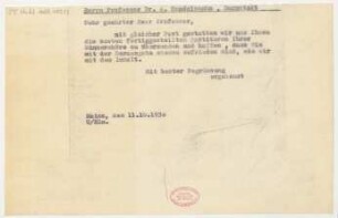 Brief an Arnold Ludwig Mendelssohn : 11.10.1930