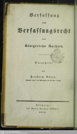 1: Verfassung und Verfassungsrecht [des Königreichs Sachsen]