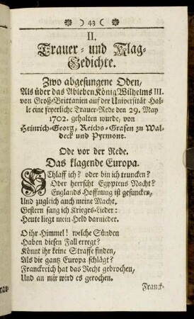 II. Trauer- und Klag-Gedichte.