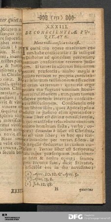 XXXIII. De Conscientiæ Puritate.