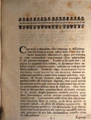 Diss. inaug. med. sistens experimenta quaedam circa corpus callosum cerebellum, duram Meningem, in vivis animalibus instituta