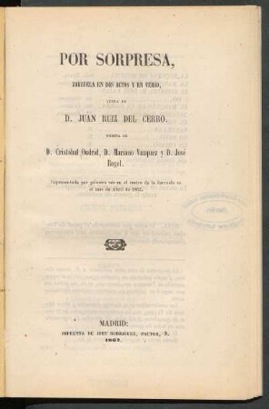 Por sorpresa : zarzuela en dos actos y en verso