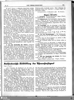 Kaufmännische Ausbildung der Uhrmacherjugend