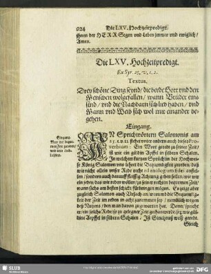 Die LXV. Hochzeitpredigt. Ex Syr.25.v.1.2