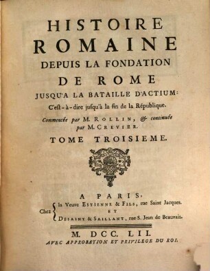 Histoire romaine depuis la fondation de Rome jusqu'a la bataille d'Actium, 3