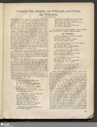 Friedrich Max Bergfeld, ein Philosoph und Dichter aus Wildenfels